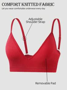 Seamless Push Up Bra For Women Wireless Beauty Back Sexy Women's Bralette Ribbed Knitting Padded Underwear Solid Color Adjustable Shoulder Strap Bra Basics Comfort Breathable