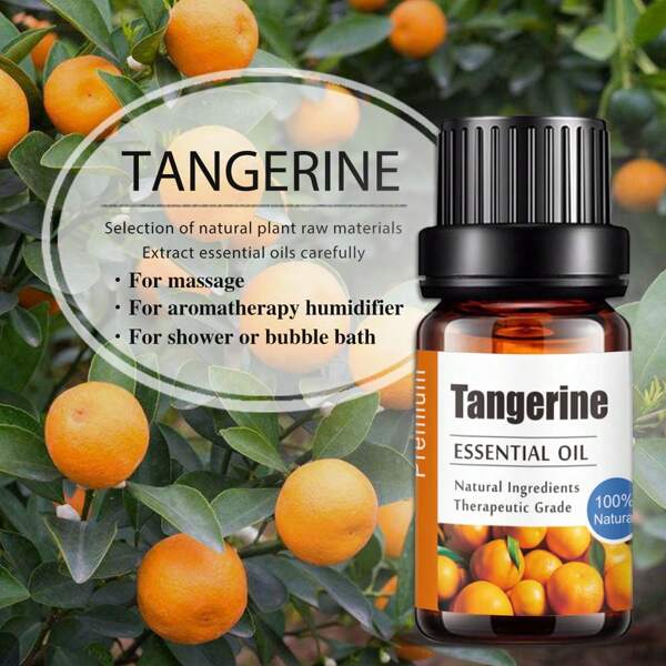 1 botella de Aceite Esencial de Aromaterpia de Mandarina KANHO de 10ml 0.33fl.Oz, selección de ingredientes naturales de materias primas vegetales naturales, agrega fragancia para difusores, humidificadores, regalo para amigos KH-019