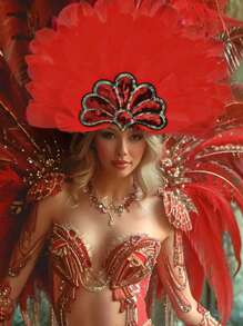 1pc Women's Carnival Feather Headpieces Sequin Headdress For Wedding Masquerade Party Cosplay Feather Headbands Back To School