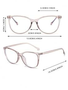 1pair Women's Round Transparent Champagne Color Pc Frame Non-Prescription Glasses, Suitable For Daily Wear Clear Glasses Accessories Glasses Accessories For Women - 香檳色 - 查看 4