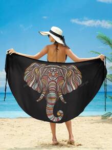 Women's Summer New Elephant Print Casual Cover-Up, Resort Style