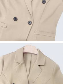 1 Set Women's Spring Autumn Double-Breasted Long Sleeve Suit Set - Apricot - View 4