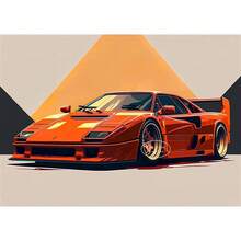 1 pieza Póster de arte de pared sin marco Coche de lujo rojo y negro F40 Póster e impresiones Pintura en lienzo Arte de pared Decoración moderna para sala de estar, oficina y hogar