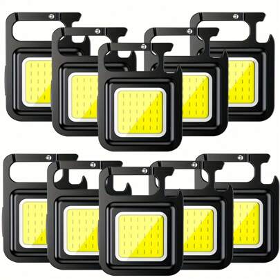 1/2/4/5/6/12pcs 6000 Lumens COB Rechargeable Keychain Flashlights, 3 Light Modes, Portable Pocket Lamps With Folding Stand, Bottle Opener & Magnetic Base, Suitable For Fishing, Hiking, Camping