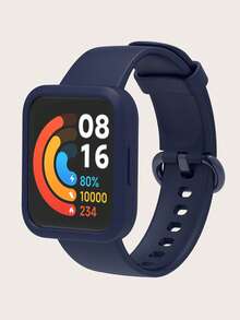 2pcs Set: Solid Color Casual Detachable Silicone Smart Watch Band + Semi-Enclosed Silicone Watch Protective Case, Suitable For Whole Day Wear, Compatible With Redmi Watch 2 Lite - Redmi Watch 2 Lite - View 23