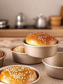 1/4/6 件 4 英寸金色不粘圆形汉堡模具、芝士蛋糕烘焙工具、烤箱/空气炸锅/面包/鸡蛋模具，适合家庭使用 - 漢堡模具 金 - 查看 7