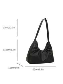Elegant Fashion Shoulder Bag, New Spring/Autumn Solid Color Pleated Fresh Handbag With Underarm Feel - Black - View 4