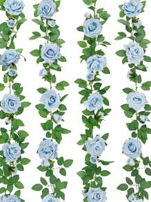1/3 Piezas de enredaderas de rosas rosadas con una corona de rosas y hojas verdes. Estas flores artificiales son perfectas para decorar mesas de comedor y son adecuadas para bodas, fiestas, hoteles, restaurantes, graduaciones y decoración del hogar.