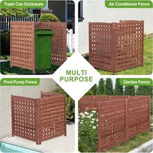 3-Panel Outdoor Air Conditioner Fence Screen, Outside Wood Privacy Fence, 32" W X 38" H - Brown - View 6