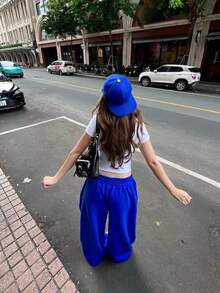 VIBEWAVE Elastic Drawstring Oversized Thin Knit Casual Street Pants, Spring/Summer