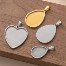 5 Stücke 13x18/18x25mm Edelstahl-Tropfen-Herz-Zargeneinsätze, Anhänger, Fassungen zum Basteln von Ohrringe, Halsketten, Schmuck