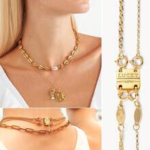 KMEOSCH 2 peças fecho de colar da sorte em camadas, fechos de colar múltiplos fechos magnéticos, separador de colar dourado e prateado para camadas de fecho de colar múltiplo para mulheres