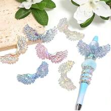 5 hạt mạ UV Flash mịn, hạt cánh thiên thần Love cánh lớn, thích hợp cho dây đeo điện thoại di động tự làm, móc chìa khóa, mặt dây chuyền ô tô và các phụ kiện khác - Màu hỗn hợp - Xem 5