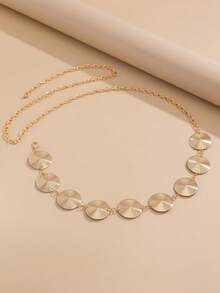 1pc Retro Exaggerated Spiral Disc Waist Chain, Bohemian Style Metal Shell Combination Waist Chain, Beach Holiday Party Jewelry Body Chain Accessory - Round Piece - View 6