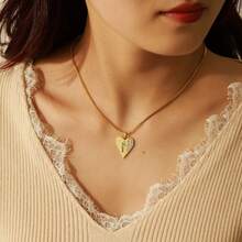 Rhinestone Heart Pendant Necklace - Luxury Customized Stainless Steel Pendant Necklace With Carved Name, High-End Personalized Jewelry Necklace - Multicolor - View 8