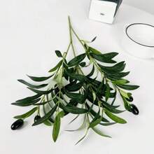 1 buc ramură de măslin artificială, aranjament floral pentru decorarea casei, frunze verzi cu fructe, decor pentru camera de zi, umplutură pentru vaze DIY, verdeață în ghiveci, consumabile pentru evenimente și festivaluri, plante artificiale