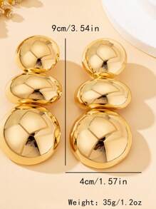 One Pair Of Fation Stud Earrings Clear Surface Chunky Jewelry