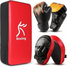 Boxing Gloves Punching Mitts Kick Pack Set For , Boxing Mitts Focus Pads - Red - View 1