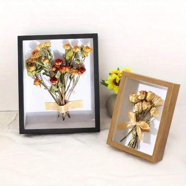 1pc Wooden DIY Dried Flower Display Frame, Shadow Box Display Cabinet, Hollow Photo Frame, 5D Diamond Painting Display Frame, Home Decor Frame, Action Figure Display Cabinet, Suitable For Holiday Decor, Home Or Outdoor Decor, Birthday Gift, Easter Decoration