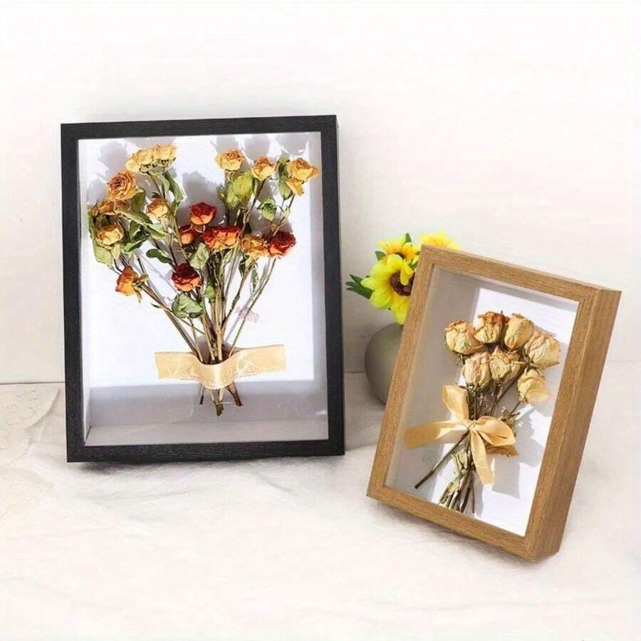 1 件木制 DIY 干花展示架、影盒展示柜、空心相框、5D 钻石画展示架、家居装饰框、人物模型展示柜，适用于节日装饰、家居或户外装饰、生日礼物、复活节装饰 - 彩色 - 查看 1