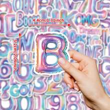 50 piezas Pegatinas con números, letras y alfabeto, pegatinas metálicas para globos, decoración de fiesta de cumpleaños, pegatinas de vinilo resistentes al agua para botellas, computadoras, portátiles, teléfonos, equipaje, cuadernos, refrigeradores, cascos
