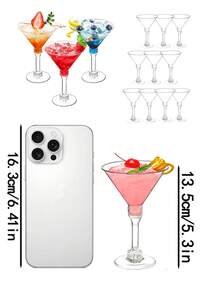 10pcs High-Foot Cold Drink Cup, Red Wine Cup, Cream Cake Cup, Dessert Cup, Suitable For Dessert Baking, Summer Cold Drink, Juice, Vegetable Juice, Wine Cup, Dessert Shop, Bar Party, Birthday Party Cup, Ice Cream Cup, Reusable - Transparent - View 5