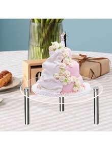 1pc Cake Display Stand, Dessert Stand, High Metal Legs, Base, 8", 10", 12" Clear Heat-Resistant Reusable Cake Stands For Sweets, Baking, Appetizers, Pastries, Kitchen, Party, Valentine's Day, Wedding, Christmas - Transparent - View 6