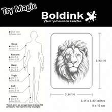 Boldink 动物纹身贴纸套装 | 凶猛狮子图腾设计 | 男女通用手臂/胸部临时纹身 | 防水持久 14 天 | 哑光逼真纹身外观 | 非常适合健身房、派对和各种场合 - 黑色 - 查看 3
