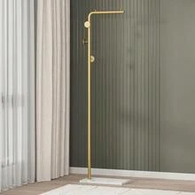 Garderobenständer goldener Kleiderständer freistehend mit satiniertem Stahl-Finish und natürlicher stabiler Marmor-Basis für Mäntel Hüte Schals Hotel Flur - GoldenerGarderobenständer1 - Übersicht 8