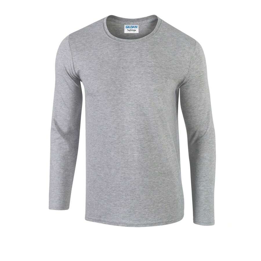 Gildan Unisex Adult Softstyle LongSleeved TShirt (Sports Grey) - 灰色 - 查看 1