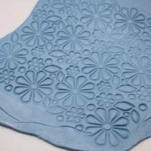 不粘可重复使用柔性粘土纹理垫适用于陶器陶瓷聚合物粘土工具压印浮雕印章草叶花朵图案