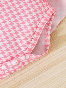 女婴可爱舒适短袖拼接连体衣+腿套+发带套装，轻薄夏季款 - 粉色 - 查看 6