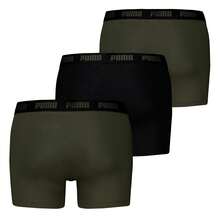 Puma Boxers pour homme, lot de 3 – Everyday Boxers 3P, coton stretch, uni - Noir/Vert - Voir 2