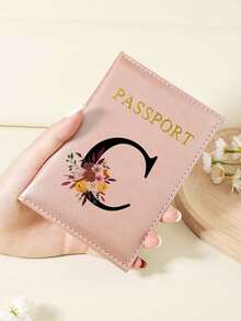 1pc A-Z 26 Letters Fashionable Letter Print Stylish Burgundy Passport Cover, Premium PU Leather Passport Wallet With Multi-Card Pockets For Credit Cards, Boarding Passes, And IDs Graduation - Burgundy - View 160