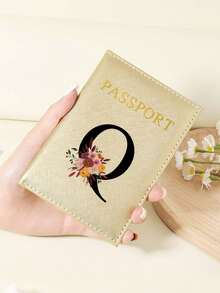 1pc A-Z 26 Letters Fashionable Letter Print Stylish Burgundy Passport Cover, Premium PU Leather Passport Wallet With Multi-Card Pockets For Credit Cards, Boarding Passes, And IDs Graduation - Burgundy - View 51