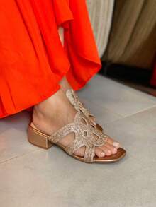 Women's Comfortable Shiny Heeled Clogs New - 銅色 - 查看 2