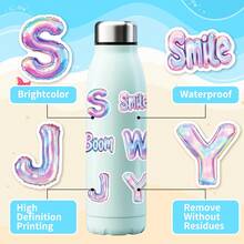 50 piezas Pegatinas con números, letras y alfabeto, pegatinas metálicas para globos, decoración de fiesta de cumpleaños, pegatinas de vinilo resistentes al agua para botellas, computadoras, portátiles, teléfonos, equipaje, cuadernos, refrigeradores, cascos