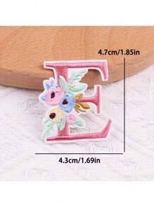 1 pieza, Parche bordado con flores para planchar con letras (A-Z), apliques decorativos para DIY en decoración de ropa, material de tela, calcomanías para ropa