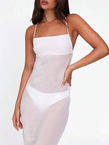 Women's Thin Revealing Back Long Dress - Sexy Strap Dress Summer Seaside Vacation