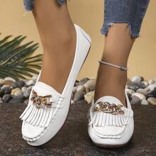 Low-Top Slip-On Loafers, Fashionable Casual Moccasins, Spring New Soft Bottom Anti-Slip Flat Shoes - White - View 7