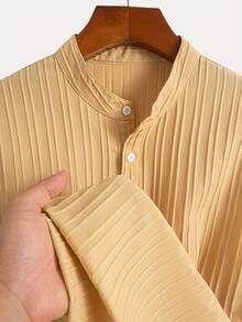 2pcs Men's Casual Solid Color Suit Set, Soft Comfortable Fabric Shirt & Trousers, Elegant Minimalist Stylish Outfit