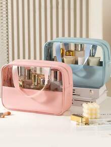 3/1 Pcs Transparent Toiletry Bag, Ladies Makeup Bag, Large Travel Cosmetic Bag, Transparent Toiletries Storage Pouch, Waterproof Wash Bag, Suitable For Bathroom, Dorms, Unisex, Cruise, Beach, Vacation, Summer Holiday - Multicolor - View 2