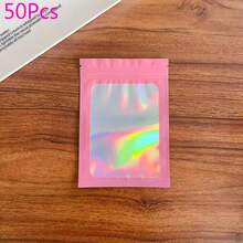 50pcs PVC Jewelry Storage Bag, Laser Transparent Packaging Bag,Sealable Bags For Packaging,Minimalist Solid Jewelry Bag For Bracelets, Home Gift For Valentine's Day - Multicolor - View 12