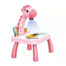 Giraffe Drawing Table With Projection Of Various Different Drawings Erasable Whiteboard - Rosa Oxidada - Ver 7