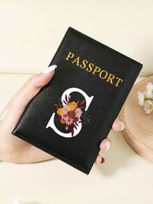 1pc A-Z 26 Letters Fashionable Letter Print Stylish Burgundy Passport Cover, Premium PU Leather Passport Wallet With Multi-Card Pockets For Credit Cards, Boarding Passes, And IDs Graduation - Burgundy - View 13