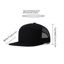 Women Men Baseball Hat Stylish Contrast Color Trucker Hat Adjustable Breathable Mesh Sun Cap - Black - View 7