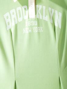 1 Pc Teen Girl's Polo Collar Floral Print Casual Dress, Stylish & Slim-Flattering - Green - View 3