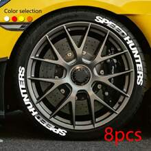 8pcs Set Letter Tire Decals, PVC Soft Rubber Tire Stickers, Personalized 3D Tire Decals, Fit For All Vehicles, Sports Car Decoration