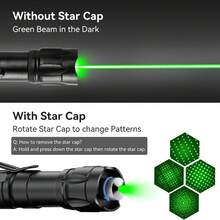 Purple, Red, Green Laser Pointer, Laser Tactical Flashlight+Battery+Charger Set, Multiple Modes, For Indoor And Outdoor Use, The Best Gift For Outdoor Equipment For Boys During Christmas And Halloween - Green - View 5