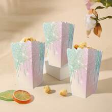 6pcs/12pcs Deep Sea Themed Purple Series Fish Tail Disposable Popcorn Boxes, Pastel Purple Mermaid Tail Pattern Disposable Party Supplies Table Decoration Popcorn Boxes, Suitable For Fries, Popcorn, Snacks, Parties, Birthdays, Picnics, Holiday Celebrations